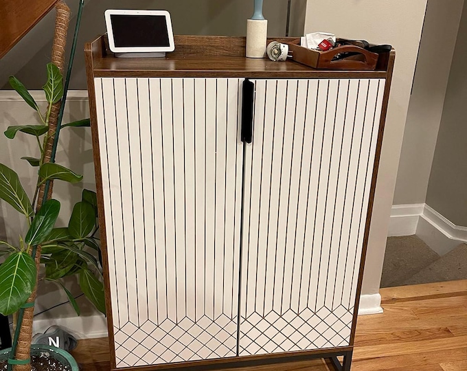 Shoe Cabinet with Doors, 5-Tier Wooden Shoe Storage Organizer, Modern Freestanding Shoe Rack for Entryway, Living Room, or Bedroom