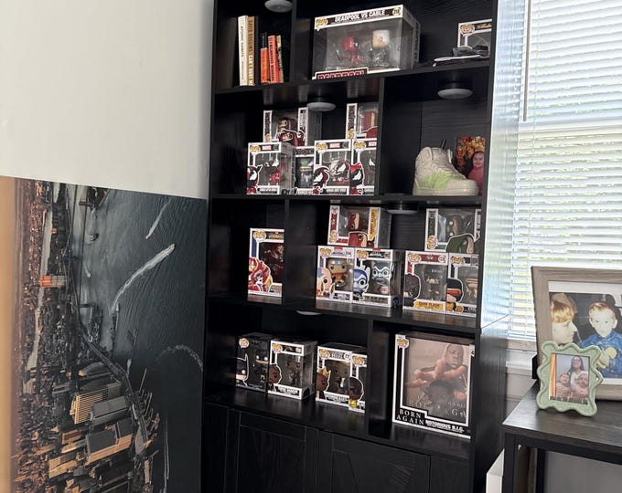 Bookcase with Doors, Tall Bookshelf with Storage, 8-Cube Floor Standing Bookshelves for Living Room, Bedroom, Home Office