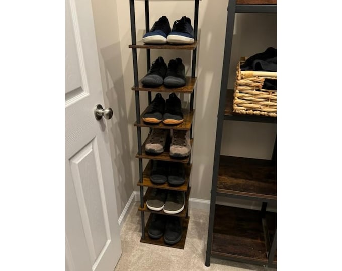 1. Vertical Shoe Rack, 6-Tier Shoe Shelf, Shoe Storage Organizer for Small Spaces, Closet, Entryway, Rustic Brown