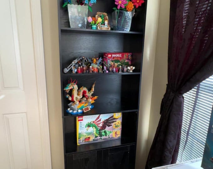 Bookshelf with Doors, 6-Shelf Floor Standing Bookcase, Tall 70.6" Storage Shelves for Living Room, Home Office, Black