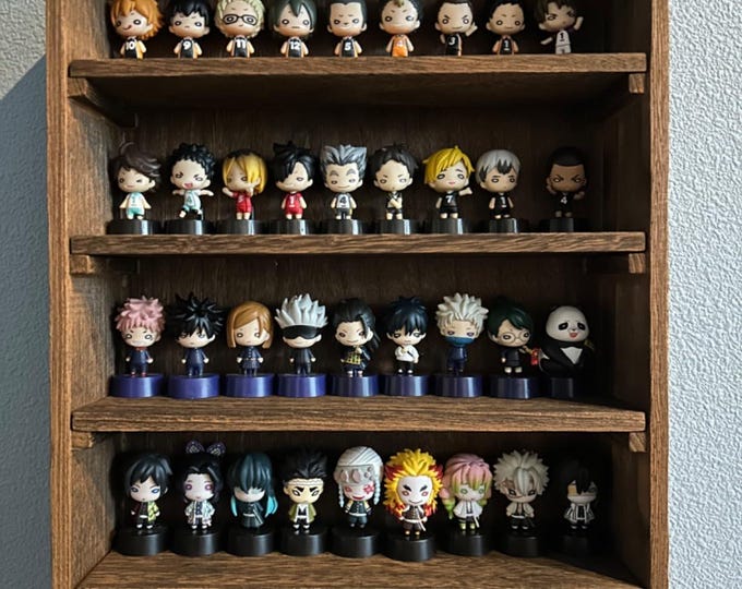 Wooden Wall-Mounted Display Shelves Rack, Brown Organizer for Collectibles, Shot Glasses, Spices, Cosmetics, with 5 Adjustable Shelves