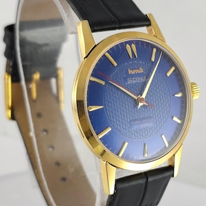 Orologio da polso da uomo vintage HMT SONA con carica manuale e cassa GP, quadrante blu, spedizione gratuita