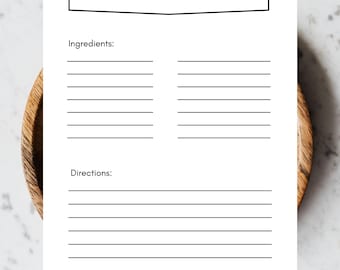 Tarjeta de receta imprimible