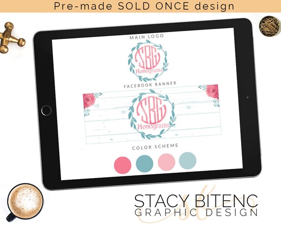 Flower Logo Watercolor Logo Etsy Shop Banner Premade Logo Etsy