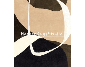 Handtufted Wool Rug: Modern Abstract Geometric Design