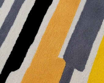 Handmade rug Wool Rug: Modern Abstract Geometric Design