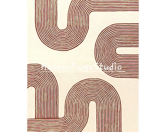 Handmade rug Wool Abstract Rug: Modern Geometric Carpet