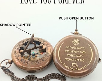 SO YOU CAN Personalized Sundial Compass, Engraved Working compass, gift for mom, Dad gift, Husband birthday gift, Anniversary gift