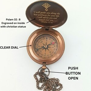 I WILL GUIDE PERSONALIZED  Compass, Engraved Compass, Graduation day Gift, Anniversary Gift, Birthday Gift, Baptism Gift, Confirmation Gift