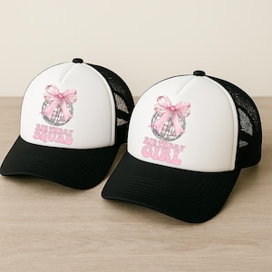Disco Birthday Girl Trucker Hat Birthday Squad Hats Matching Birthday Party Foam Trucker Hats Coquette Disco Birthday Party Hats For Women