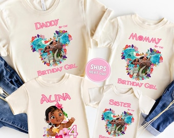 Custom Moana Birthday Girl Shirt Disney Princess Family Birthday Shirt Matching Princess Moana Birthday Tee Birthday Party Disney Moana Tee