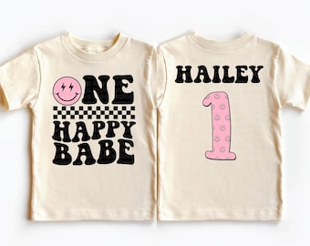 Camiseta de cumpleaños personalizada para niña, sudadera con texto "Happy Birthday", camiseta de cumpleaños para niña, atuendo retro a cuadros para fiesta de cumpleaños, regalo de cumpleaños