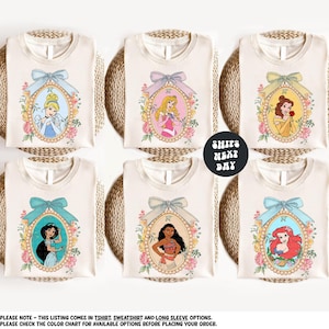 Disney Princess Shirt Coquette Disney Princess Sweatshirt Matching Disney Girls Trip Shirts Disney Group Trip Shirts Girls Retro Disney Tee