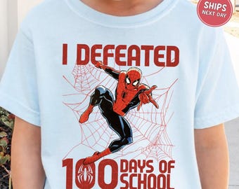 Boys 100 Days of School Shirt Spider I Defeated 100 Days of School Shirt 100th Day School Superhero 100 Days Shirt Spidey Boys 100th Day Tee