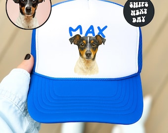 Custom Pet Photo Trucker Hat Personalized Hat Dog Cat Custom Picture Hat Summer Hat Gift for Dog Owner Cat Mom Hat Custom Pet Drawing Hat