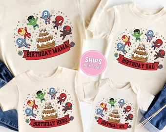 Custom Superhero Birthday Boy Shirt Family Matching Birthday Shirt Birthday Party Shirt Cartoon Boys Shirt Birthday Gift Spidey Shirts Kids