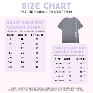 the size chart for a t - shirt