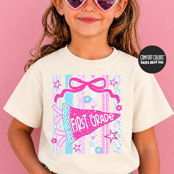 First Grade Kids Shirt First Day of School Shirt Comfort Colors Preppy Coquette Back to School Girls Shirt Funny 1st Grade Shirt Toddler Tee