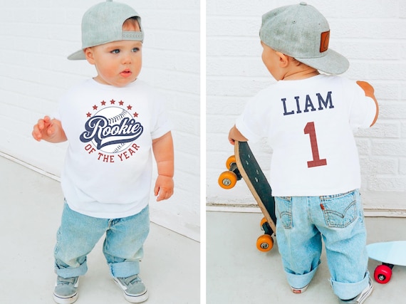 Custom Birthday Shirt Baseball Birthday Rookie Of The Year Shirt Custom Name Baseball Sports First Birthday Party Outfit 1st Birthday Shirt