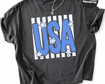 USA Comfort Colors® Boxy Tee USA Stars 250th Anniversary Crop Top 4th Of July Y2K Baby Tee Independence Day Cropped Shirt USA Flag Tank Top