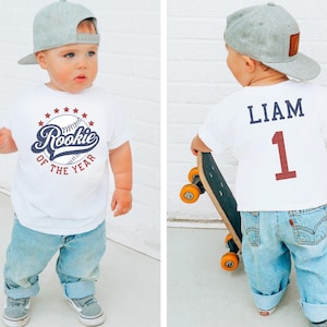 Custom Birthday Shirt Baseball Birthday Rookie Of The Year Shirt Custom Name Baseball Sports First Birthday Party Outfit 1st Birthday Shirt