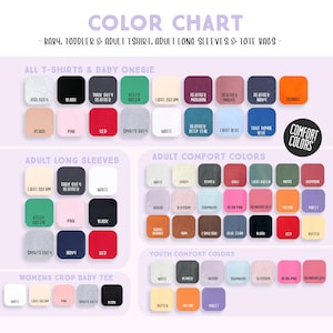 the color chart for a variety of colors