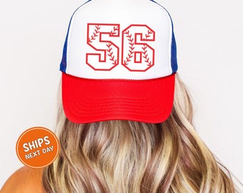 Custom Baseball Mom Number Hat Custom Number Trucker Hat Baseball Game Day Varsity Number Hat Baseball Mom Gift Personalized Baseball Mom