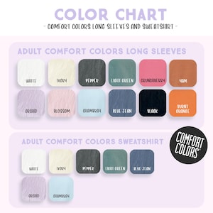 the color chart for comfort colors from comfort colors