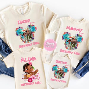 Custom Moana Birthday Girl Shirt Disney Princess Family Birthday Shirt Matching Princess Moana Birthday Tee Birthday Party Disney Moana Tee