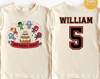 Custom Superhero Birthday Boy Shirt Personalized Birthday Shirt Birthday Party Shirt Cartoon Boys Shirt Birthday Gift Spidey Shirts For Kids