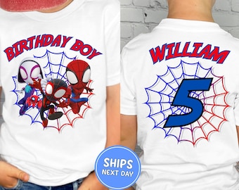 Spider Custom Birthday Shirt Superhero Spidey Birthday Sweatshirt Custom Age Birthday Boy Sweatshirt Kids Birthday Sweatshirt Gift For Him