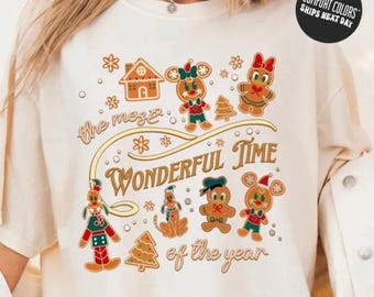 Disney Gingerbread Christmas Shirt Comfort Colors® The Most Wonderful Time Of The Year Disney Christmas Mickey & Friends Disney Family Shirt