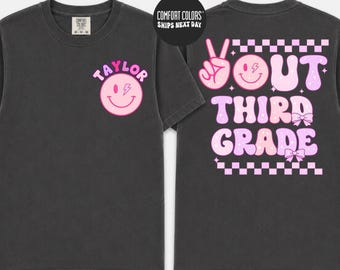 Camiseta personalizada de graduación de tercer grado Camiseta de graduación genial Camiseta de graduación de tercer grado para niños con nombre personalizado Último día de clases Camiseta para niños Camiseta de vacaciones de verano