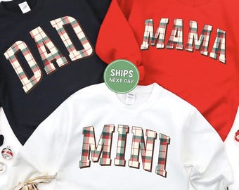 Matching Family Sweatshirt Christmas Holiday Family Pajamas Mom Dad and Mini Christmas Plaid Family Sweatshirt Xmas Family First Christmas
