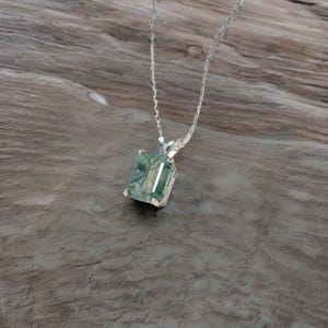 8×11mm emerald cut green moss agate necklace solid 14k rose gold unique solitaire Pendant women Personalized Necklace Gift anniversary