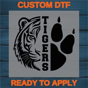 Iron-On Tiger Mascot DTF Transfer: School Spirit Apparel