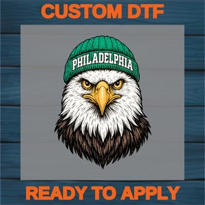 Philadelphia Eagles Bald Eagle Beanie DTF Transfer for Game Day Apparel & Fan Celebration Shirt Ready To Press