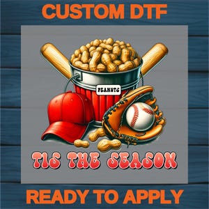 Retro Baseball &#39;Tis the Season DTF Transfer - Funny Sports Fan Ready to Press Heat Transfers for Group T-Shirts & Hoodies