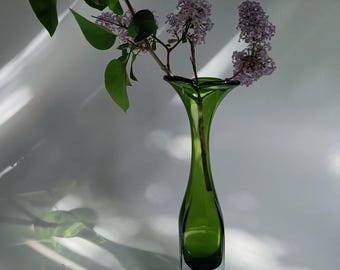 1970s Vintage Aseda Glass Vase I Swedish Green Art Glass I Scandinavian Mid Century Design