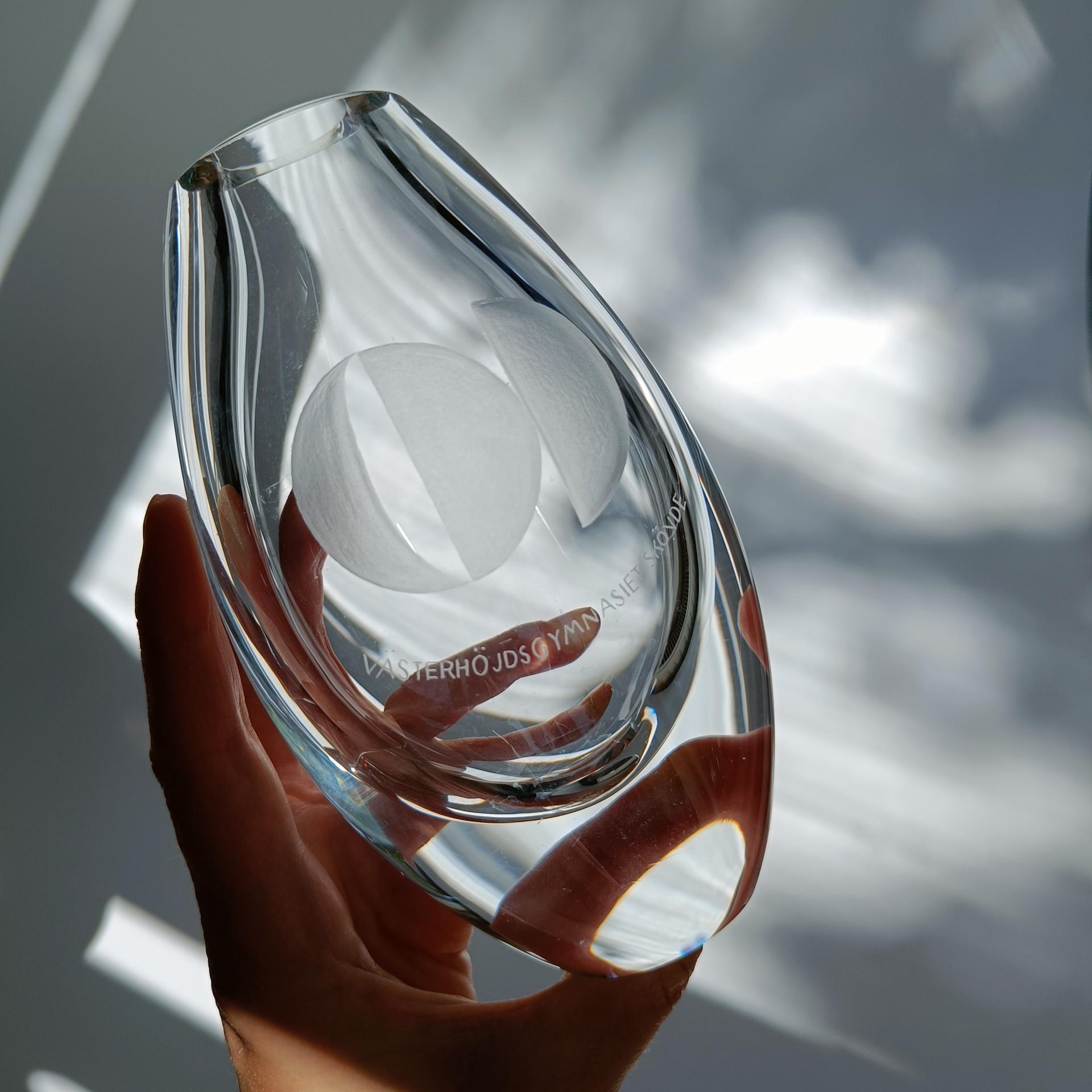 1990s Vintage Swedish Crystal Vase I Signed Numbered Art Glass I