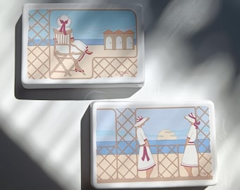 Set di placche murali vintage Gabriel degli anni '60-'70 | Arte ceramica svedese | Scena di spiaggia Art Déco europea | Decorazione murale di metà secolo