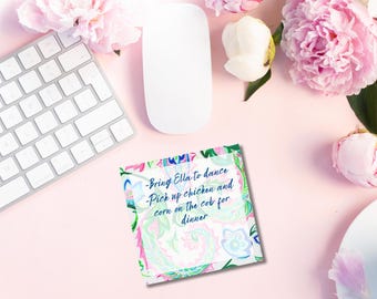 Paisley Post-It Notes, Cute Girly Notepad, Chic Decor, Pink and Green, Sticky Memo Pads, Office Supplies, Stationery, Desk Accessories