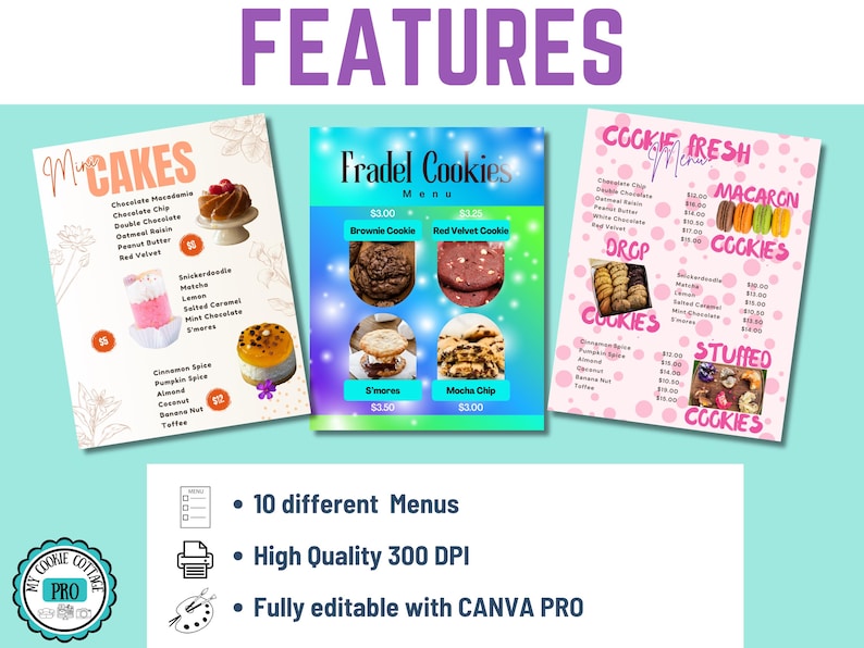 Editable Cookie Menu | Printable Bakery Menu | Template for Cookie ...