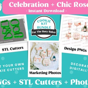 Sip Sip Hooray Cookie Marketing Kit | STL + Edible PNGs + Presale Photos for Cookie Sellers | Bridal Shower & Celebration