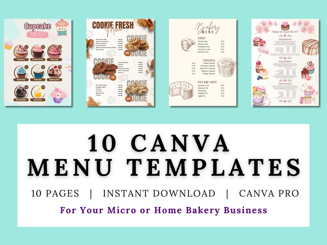 Cookie Menu.pdf Editable Cookie Menu Template | Canva Bakery Pricing (digital Download ...