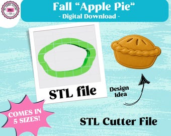 Apple Pie Cookie Cutter STL File | 3D STL Digital Download | Instant Fall Cookie Cutter | Matching PNG Available
