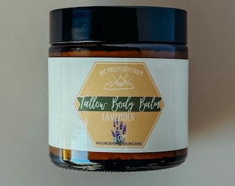 Bálsamo de sebo y lavanda: manteca corporal calmante y crema de noche natural, bálsamo relajante para dormir, hidratante calmante para piel seca y cuidado posparto.