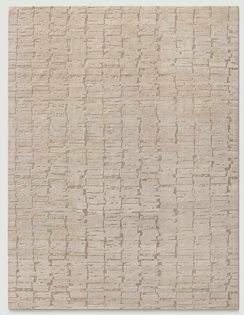Hand-knotted Beige Wool Rug: High-low Texture, Modern Neutral Carpet - Etsy