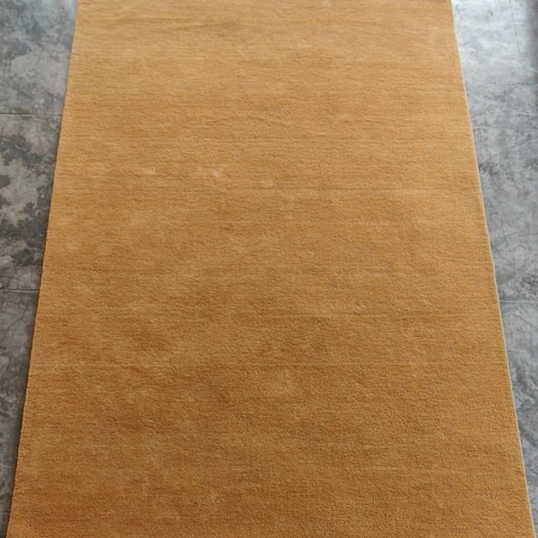 Handgetuft tapijt van Nieuw-Zeelandse wol in effen Leo Rust - zacht modern tapijt voor woonkamer of slaapkamer