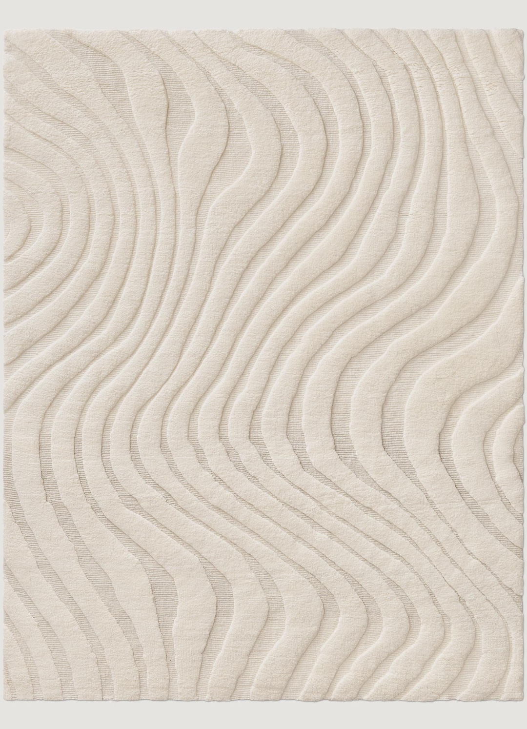 Hand-knotted Wool Rug: Modern Wave Texture, Neutral Ivory Cream - Etsy